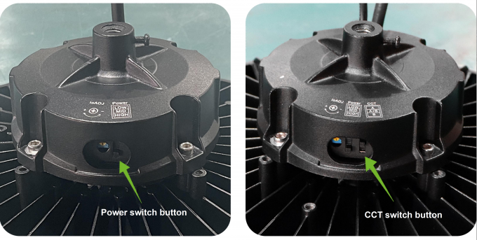 170lm/w مصابيح UFO ذات الضوء العالي دعم 3CCT مع جهاز استشعار الحركة مصابيح مستودع صناعية 1