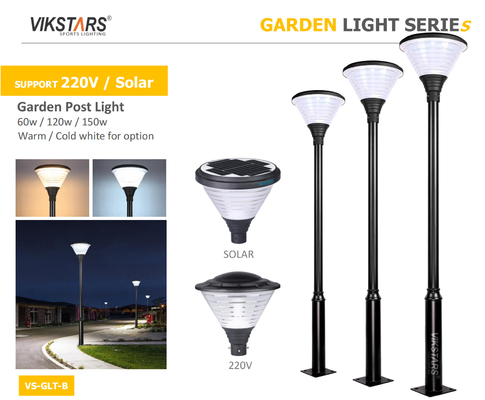 دعم 220 فولت مصابيح الحديقة LED الشمسية مع قطب 3m للمسار المناظر الطبيعية