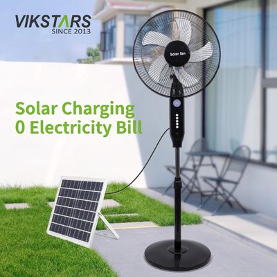 شراء مروحة قائمة تعمل بالطاقة الشمسية قابلة لإعادة الشحن بخمس شفرات مقاس 16 بوصة مع ضوء LED ولوحة وحامل وبطارية ومروحة أرضية تعمل بالطاقة الشمسية التصنيع عبر الإنترنت